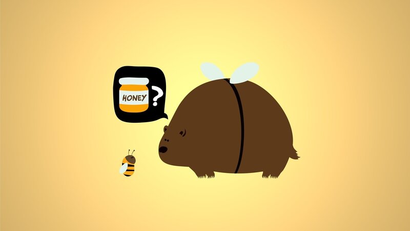 Bear with Bee Wings — Yellow