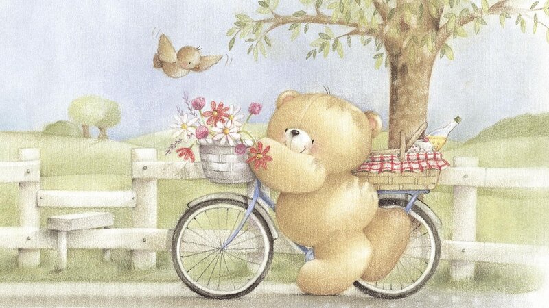 Bear with Bicycle — Beige