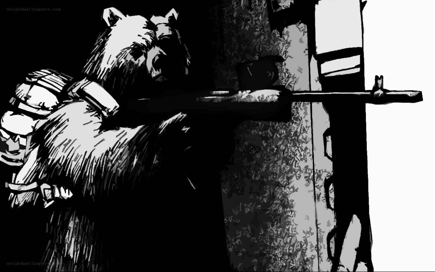 bear with rifle illustration