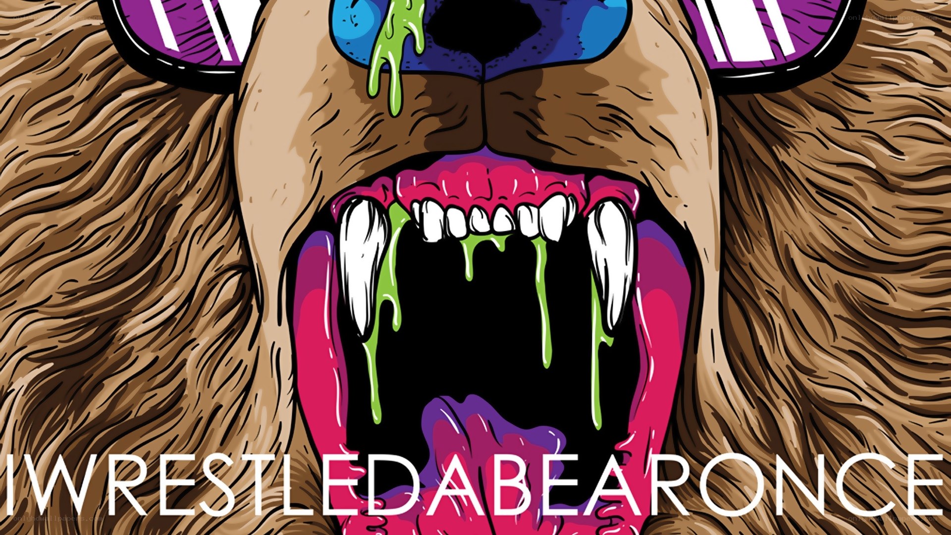 bear with sunglasses and dripping slime