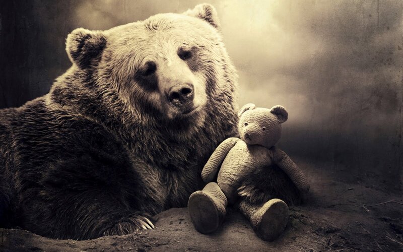Bear with Teddy Bear — Brown