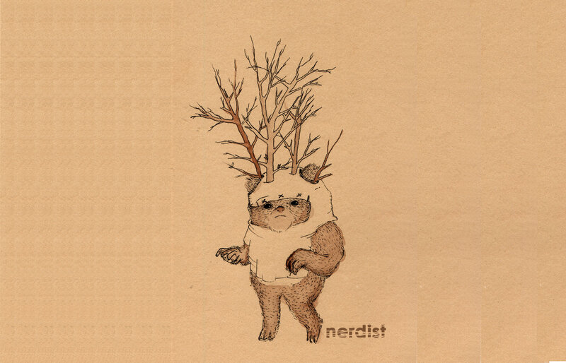 bear with tree branches