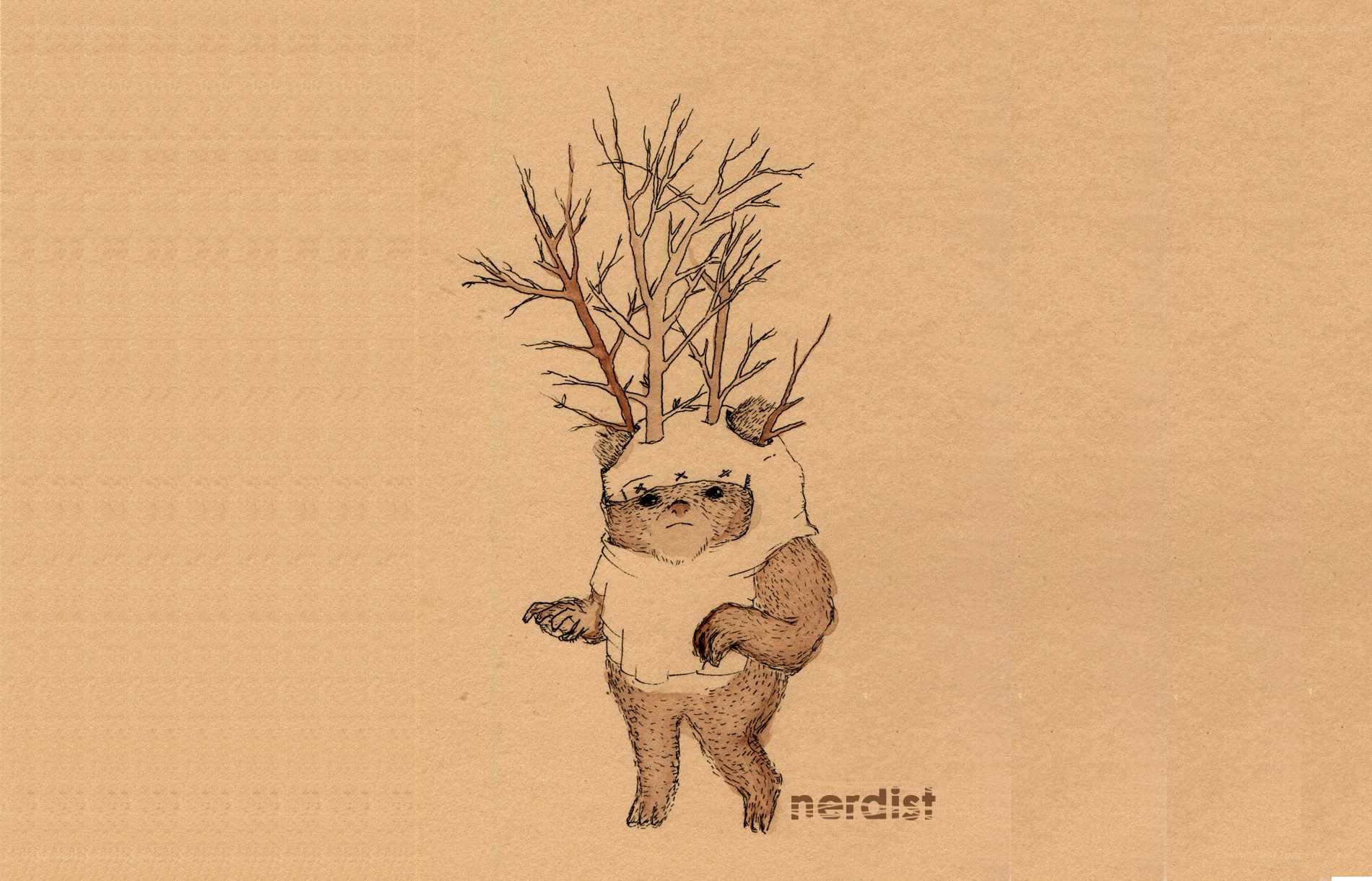 bear with tree branches