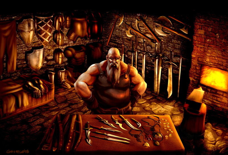 Bearded Blacksmith in Workshop