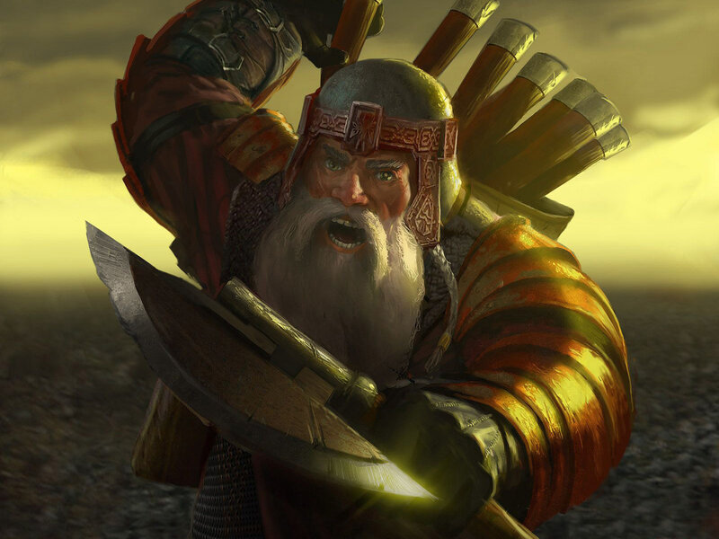 Bearded Dwarf Warrior — Yellow