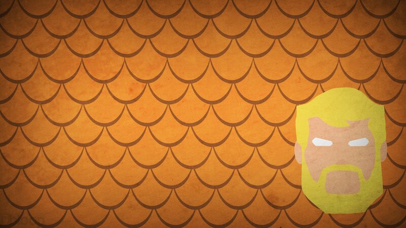 Bearded Man Head — Orange, Stylized