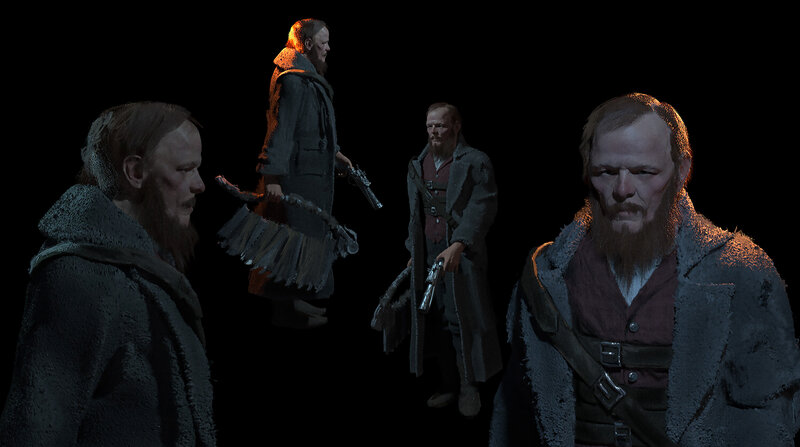 Bearded Man in Coat — Black, Dramatic
