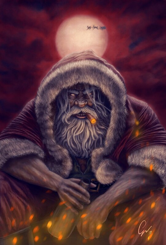 Bearded Man in Fur Coat — Red