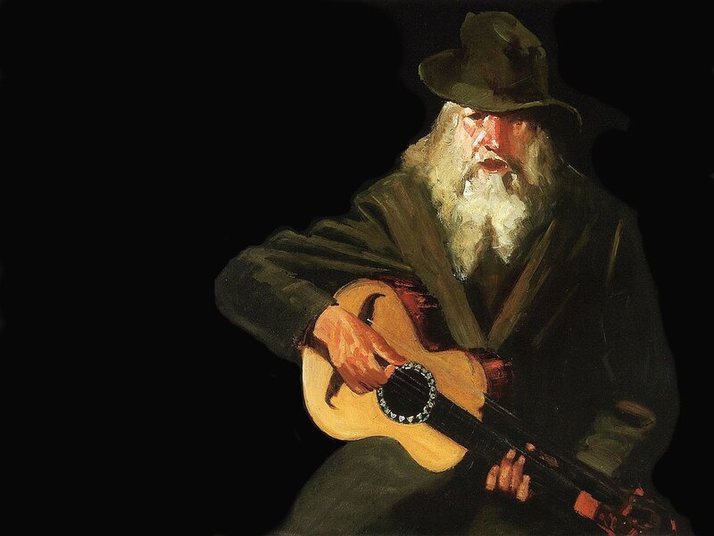 Bearded Man Playing Guitar