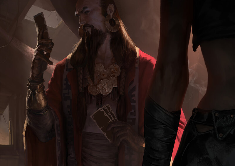 Bearded Man with Cards
