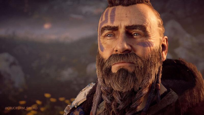 Bearded Man with Face Paint — Brown