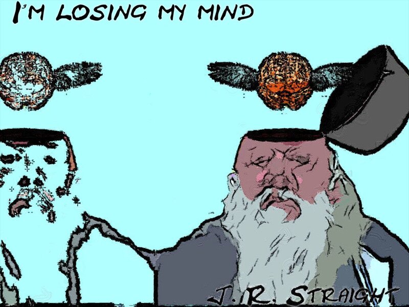 Bearded Man with Flying Brains
