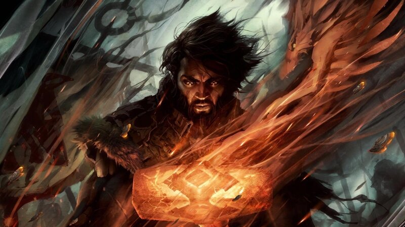 Bearded Man with Glowing Hammer — Orange