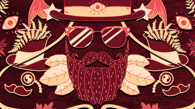 Bearded Man with Sunglasses — Red