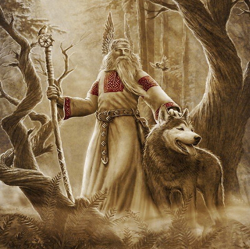 Bearded Man with Wolf