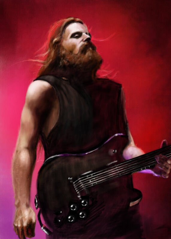 Bearded musician with bass guitar