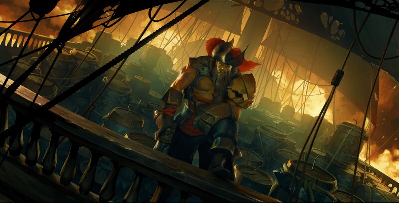 Bearded Pirate on Ship — Orange