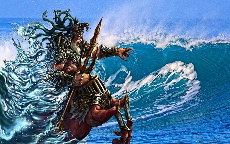 Bearded Sea God on Wave