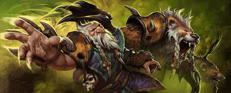 Bearded Shaman with Wolves