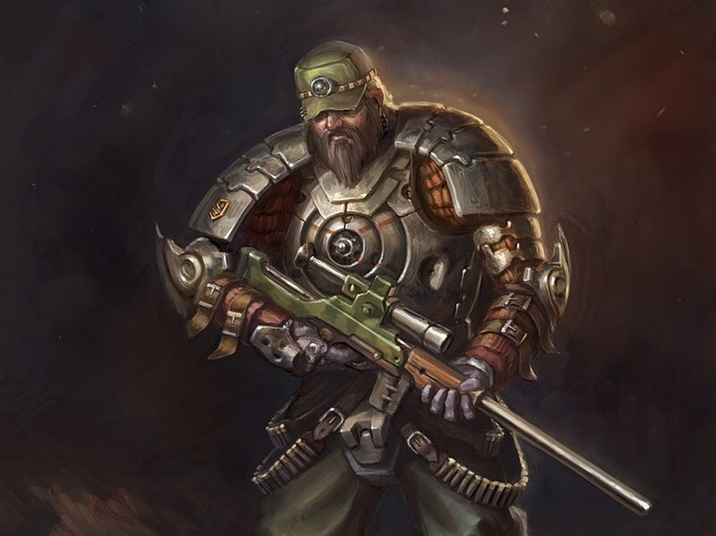 Bearded Soldier with Rifle — Green