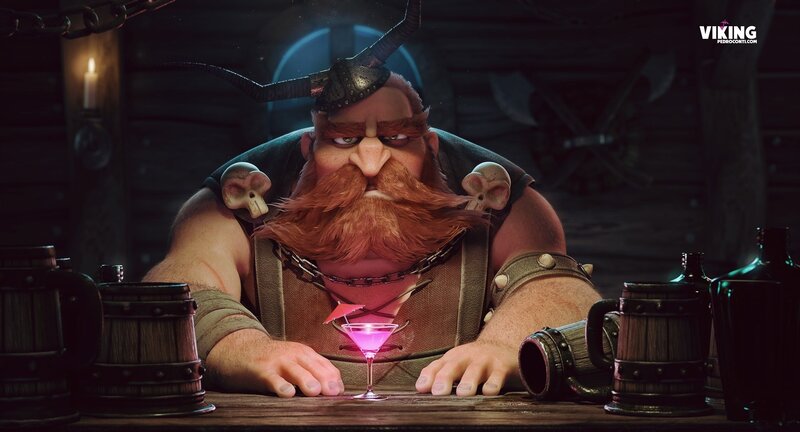 Bearded Viking Character — Brown, Dark, Night