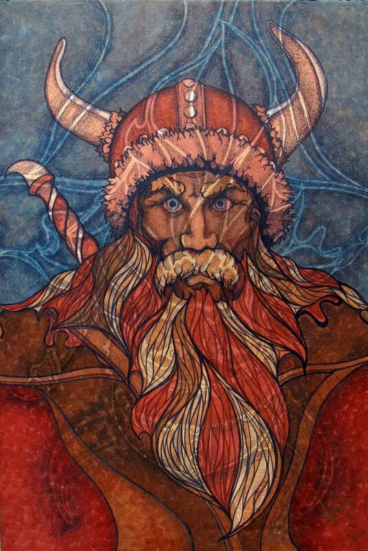 Bearded Viking Warrior — Red