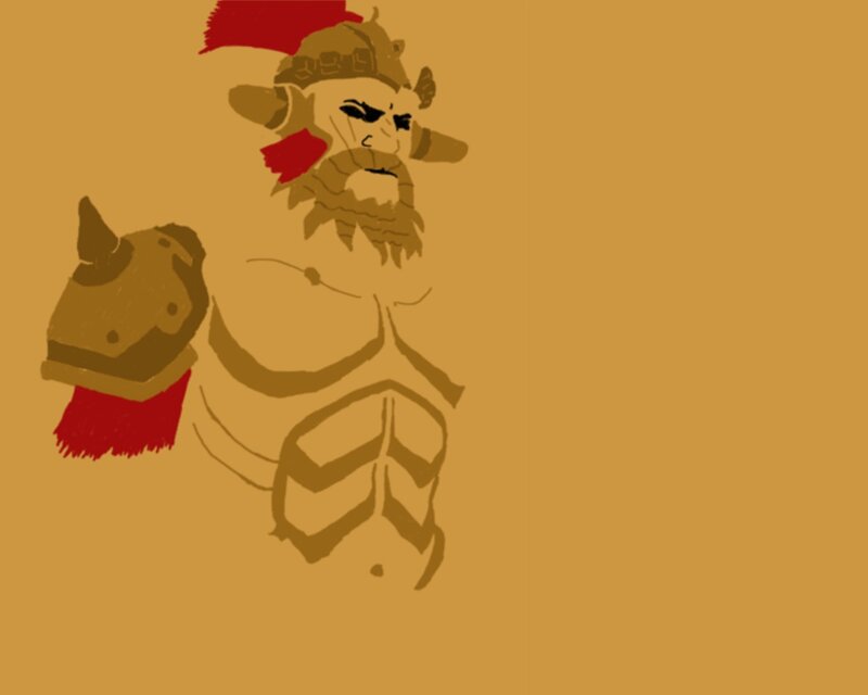 Bearded Warrior Figure — Brown, Dramatic, Digital Art, Helmet