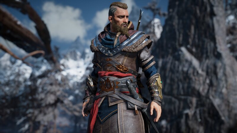 Bearded Warrior in Armor — Brown, Dramatic, Winter