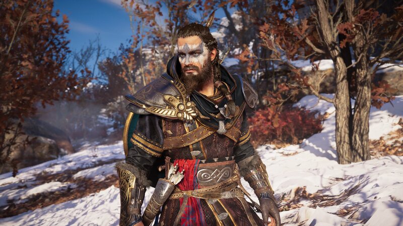 Bearded Warrior in Armor — Brown, Serious