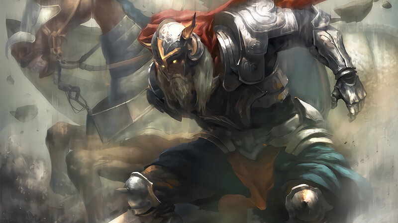 Bearded Warrior in Armor — Gray, Dramatic, Digital Art