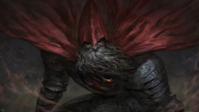 Bearded Warrior in Armor — Red