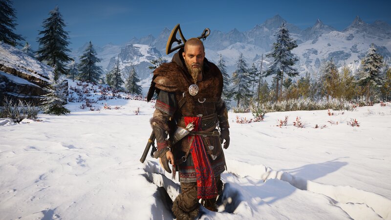 Bearded Warrior in Snow — White, Cold