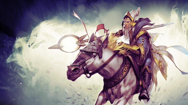 Bearded Warrior on Horse — White