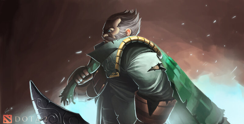 Bearded Warrior with Axe — Green, Dramatic