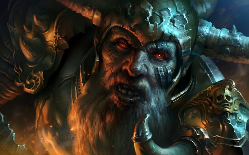 Bearded Warrior with Glowing Eyes — Gray