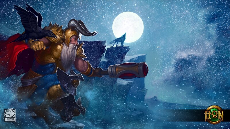 Bearded Warrior with Hammer — Blue, Dramatic