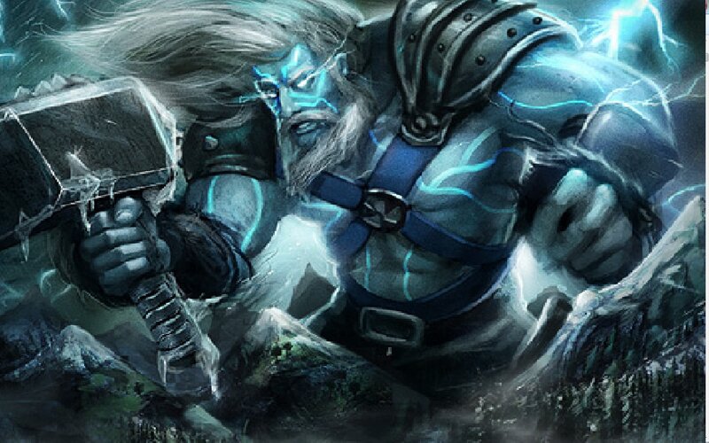Bearded Warrior with Hammer — Blue
