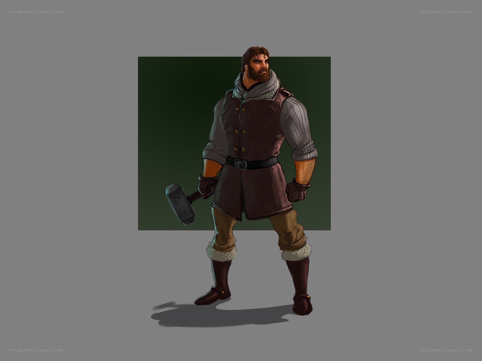 bearded warrior with hammer