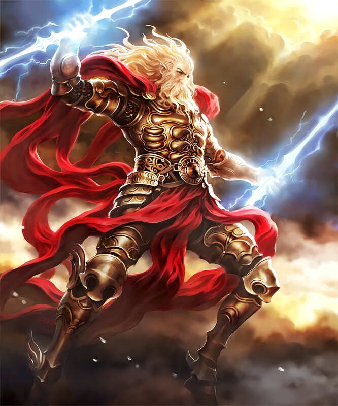 Bearded Warrior with Lightning — Gold