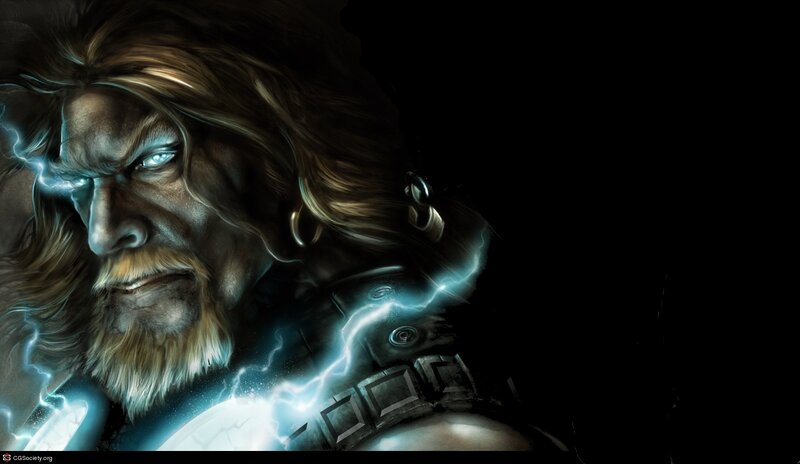 Bearded Warrior with Lightning