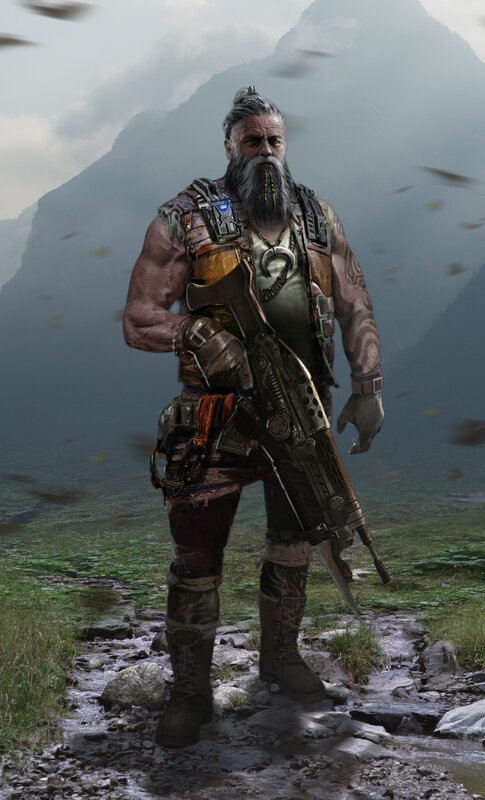 Bearded Warrior with Rifle