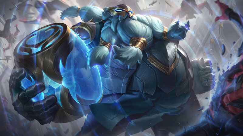 Bearded Warrior with Shield — Blue, Dramatic