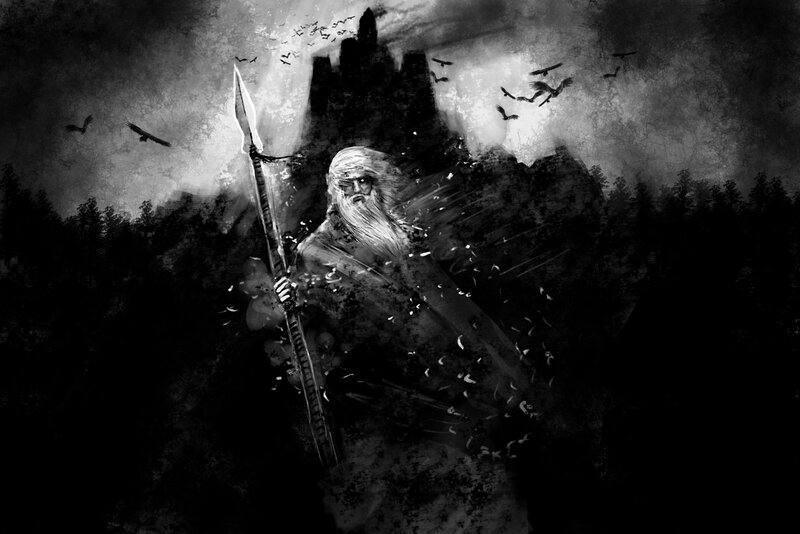 Bearded Warrior with Spear — Black