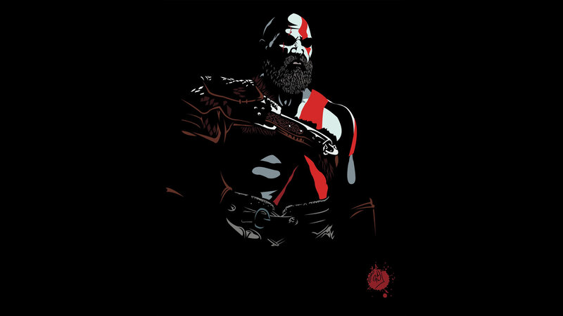 Bearded Warrior with Sword — Black, Dramatic, Digital Art
