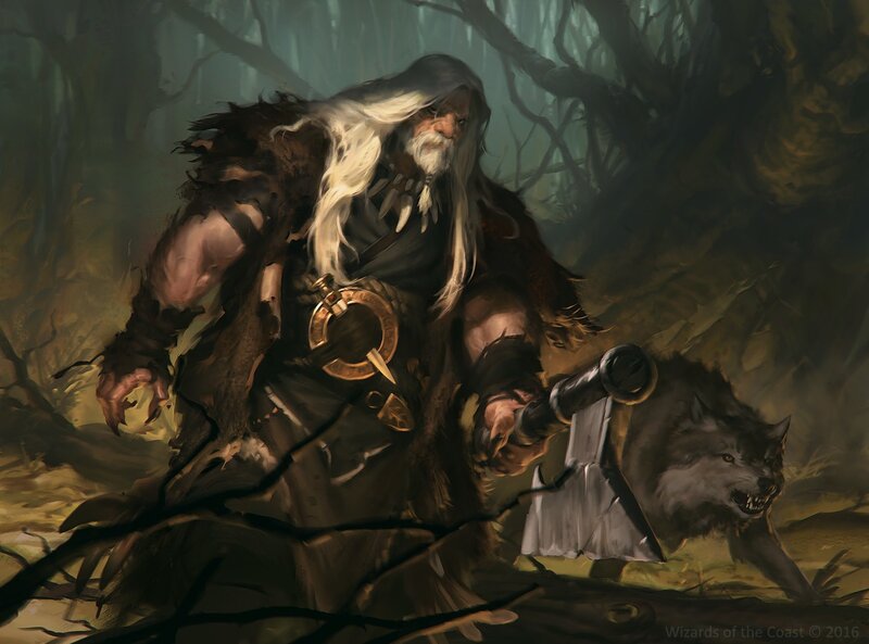 Bearded Warrior with Wolf — Brown