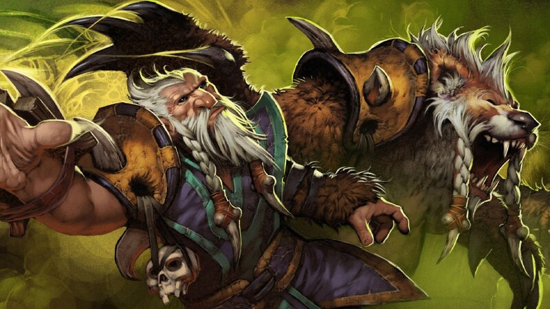 Bearded Warrior with Wolf — Green