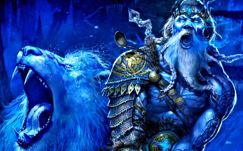 Bearded Warrior with Wolf