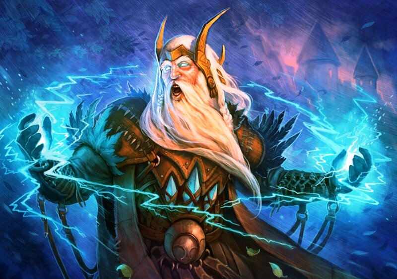 Bearded Wizard Casting Spell — Blue