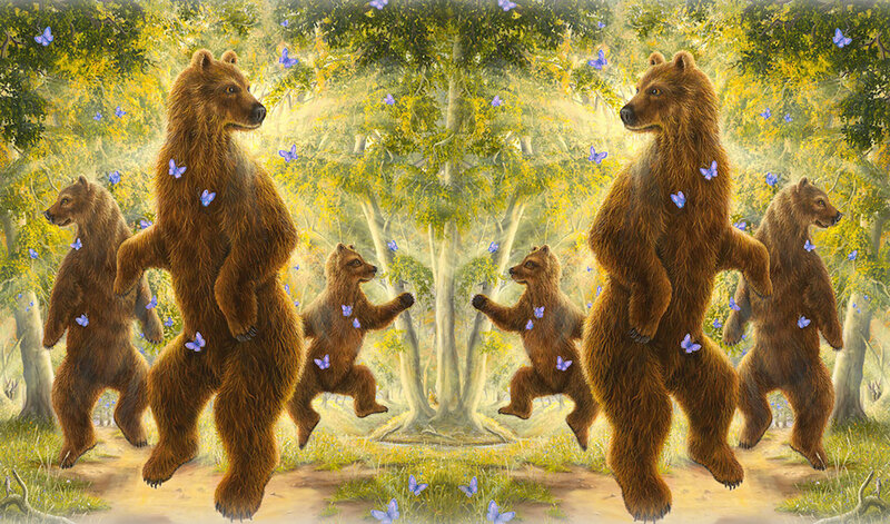 Bears Dancing in Forest