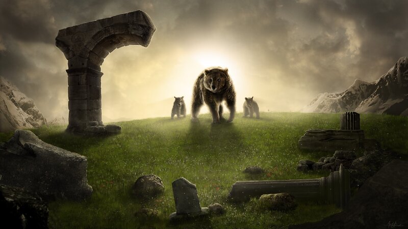 Bears in a Ruined Landscape